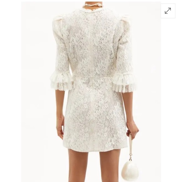 NWT THE VAMPIRE'S WIFE Anastasia Ruffled Leavers-Lace Mini Dress in Ivory - Picture 6 of 11